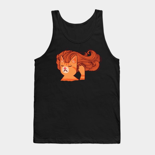 Ginger Cat with  Long Hair Tank Top by SusanaDesigns